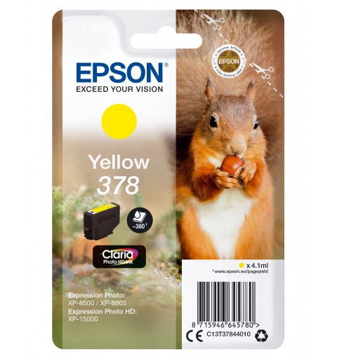 Epson Squirrel Singlepack Yellow 378 Claria Photo HD Ink