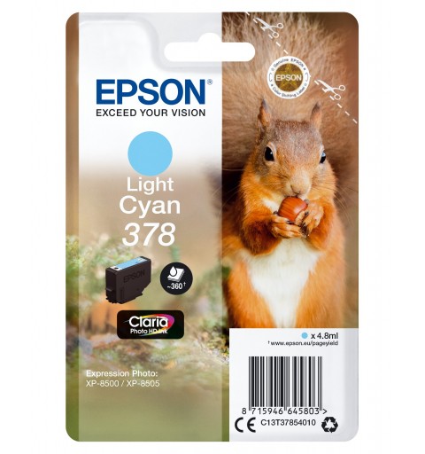 Epson Squirrel Singlepack Light Cyan 378 Claria Photo HD Ink