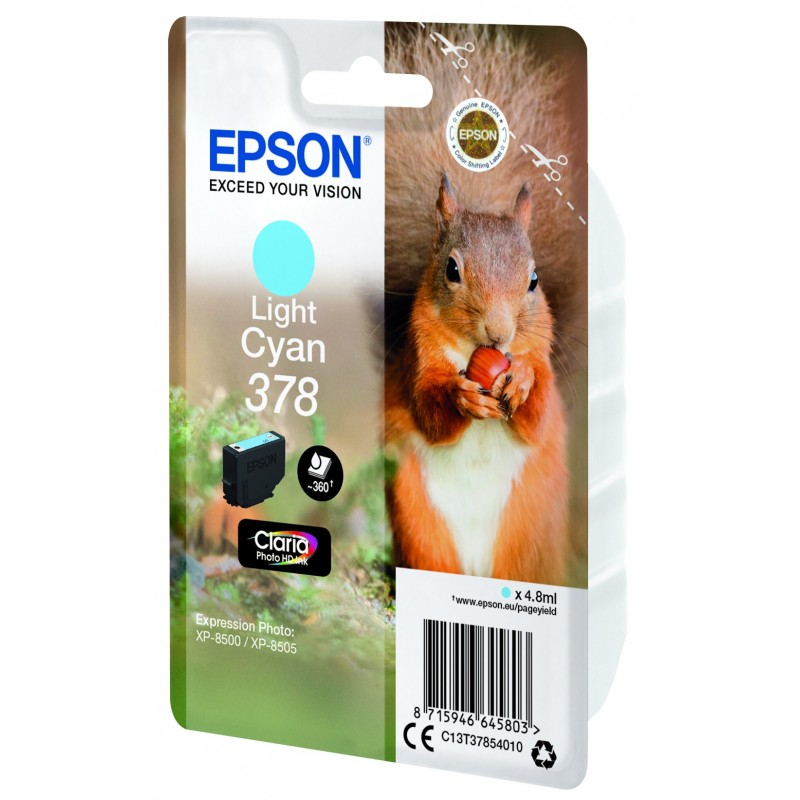 Epson Squirrel Singlepack Light Cyan 378 Claria Photo HD Ink