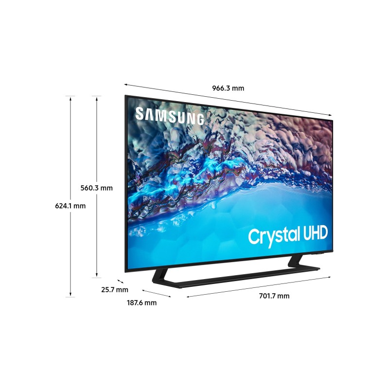 Samsung Series 8 TV Crystal UHD 4K 43” UE43BU8570 Smart TV Wi-Fi Black 2022, Ultra sottile, Colori reali, Gaming mode, Suono