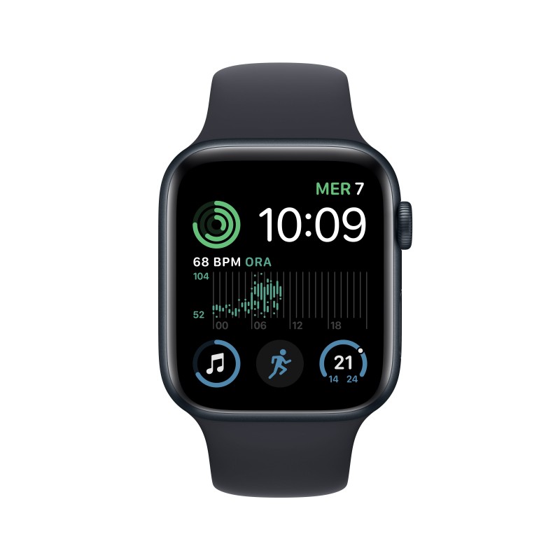 Apple Watch SE GPS 44mm Cassa in Alluminio color Mezzanotte con Cinturino Sport Band Mezzanotte - Regular