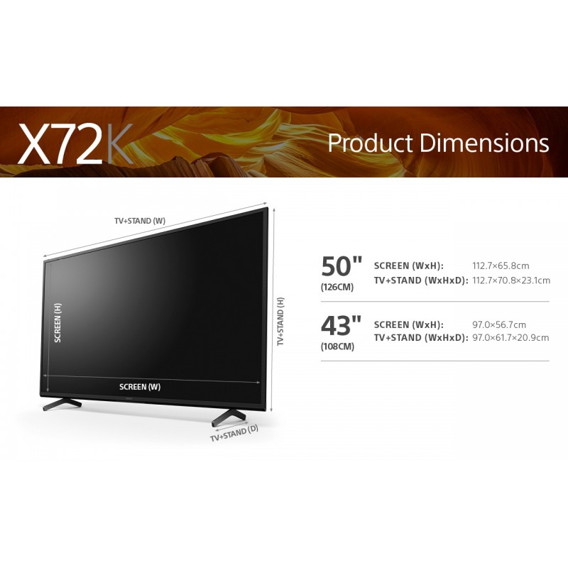 Sony BRAVIA X72K – 43’’ TV – KD-43X72K 4K UHD LED – Smart TV – Android TV – Modello 2022