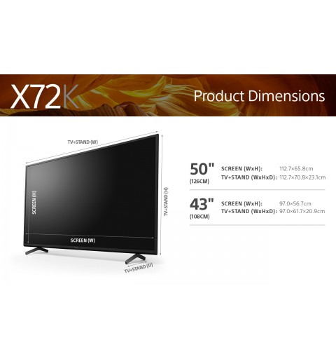 Sony BRAVIA X72K – 43’’ TV – KD-43X72K 4K UHD LED – Smart TV – Android TV – Modello 2022