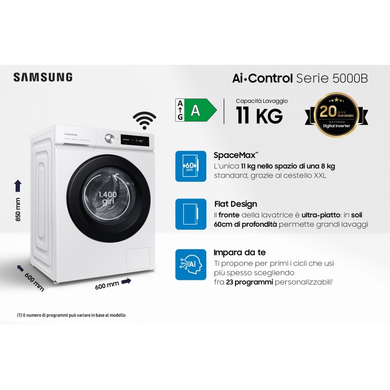 Samsung Lavatrice Ai Control 11Kg WW11BB504DAW