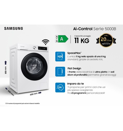 Samsung WW11BB504DAW machine à laver Charge avant 11 kg 1400 tr min A Blanc