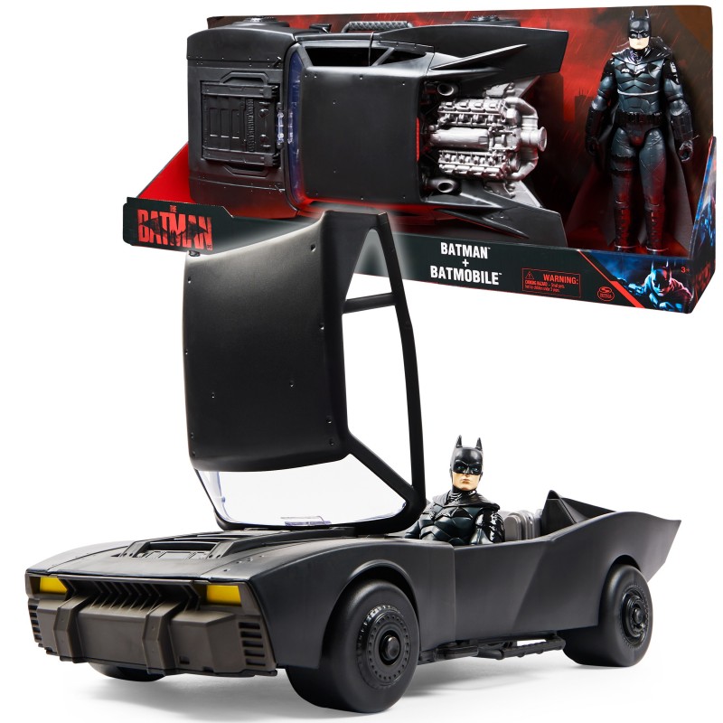 DC Comics Batman Batmobile con action figure di Batman da 30 cm, oggetto da collezione del film The Batman DC Comics Batman Batmobile con action figure di Batman da 30 cm, oggetto da collezione del film The Batman