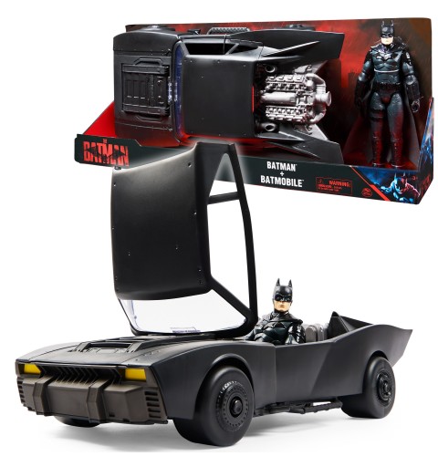DC Comics Batman "The Batman" authentisches Batmobile (55cm Länge) mit sich öffnendem Verdeck und 30cm Batman-Actionfigur zum