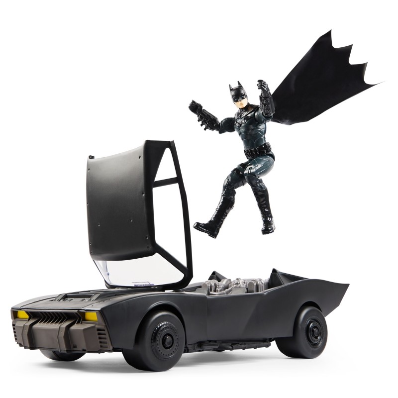 DC Comics Batman Batmobile avec figurine Batman de 30 cm, Pièce à collectionner du film Batman, Jouet pour garçons et filles à