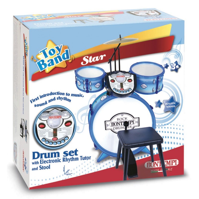 Bontempi Drum Set with Electronic Rhythm Tutor and stool