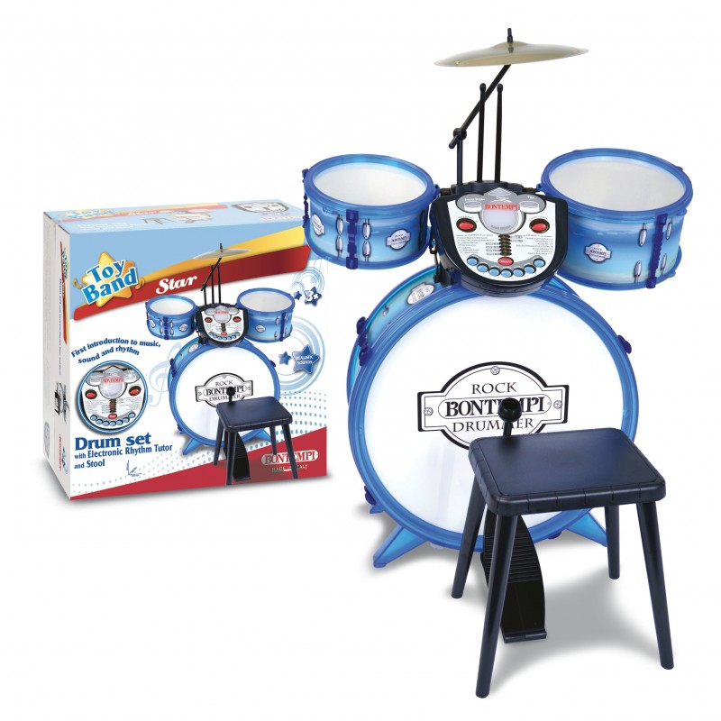 Bontempi Drum Set with Electronic Rhythm Tutor and stool