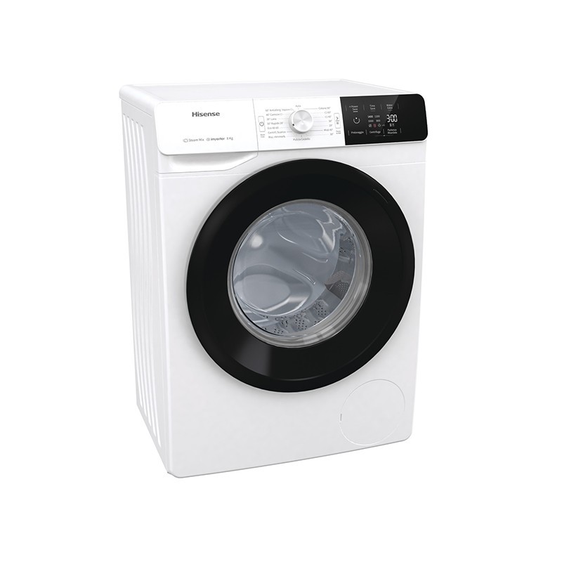Hisense W80141GEVM lavatrice Caricamento frontale 8 kg 1400 Giri min B Nero, Bianco
