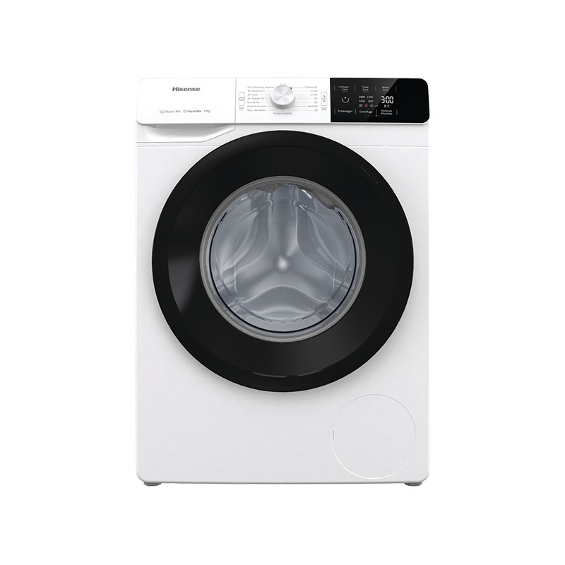 Hisense W90141GEVM machine à laver Charge avant 9 kg 1400 tr min B Noir, Blanc