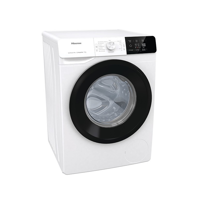 Hisense W90141GEVM machine à laver Charge avant 9 kg 1400 tr min B Noir, Blanc