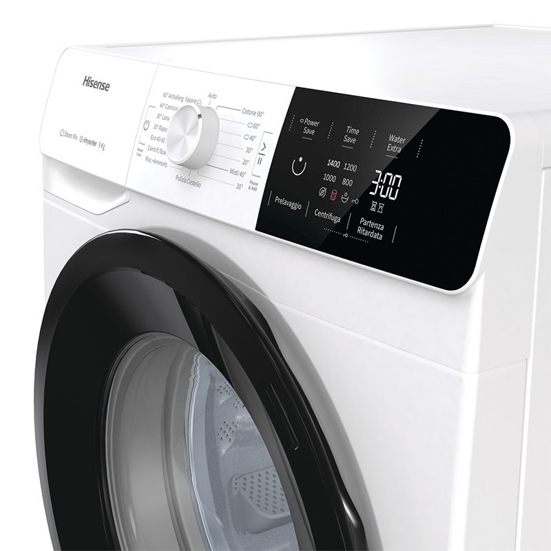 Hisense W90141GEVM lavatrice Caricamento frontale 9 kg 1400 Giri min B Nero, Bianco