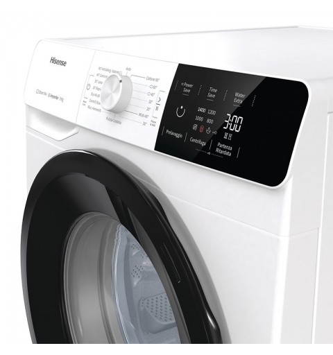 Hisense W90141GEVM lavatrice Caricamento frontale 9 kg 1400 Giri min B Nero, Bianco