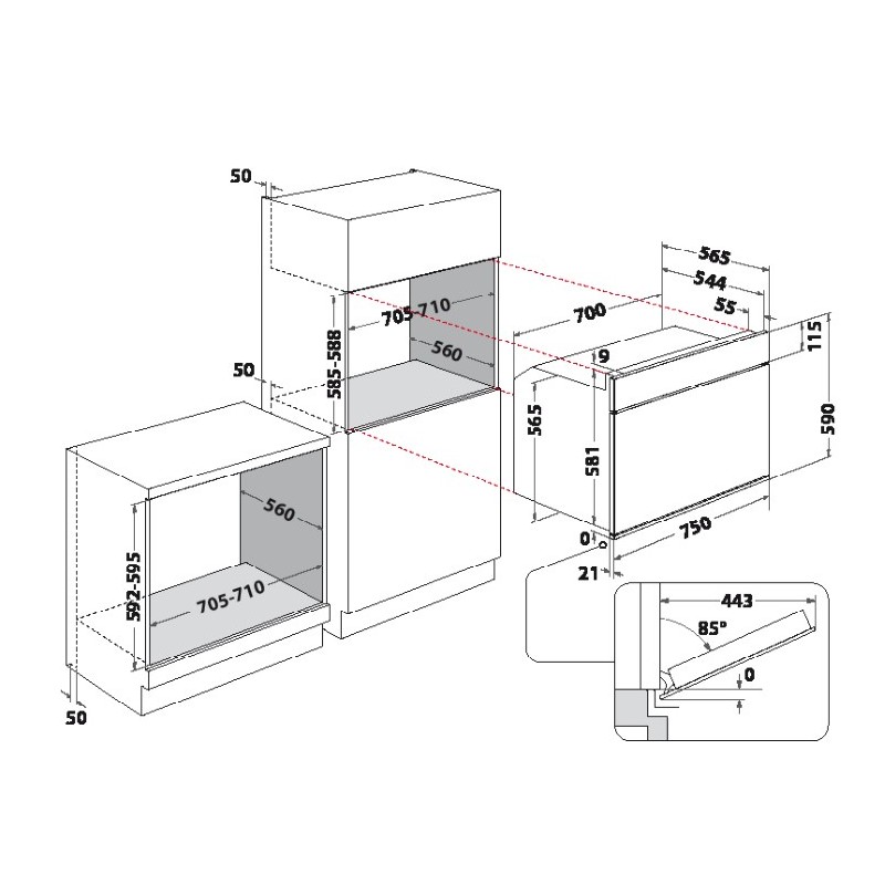 Whirlpool W7 OM75 Backofen 89 l 2900 W A Schwarz, Edelstahl