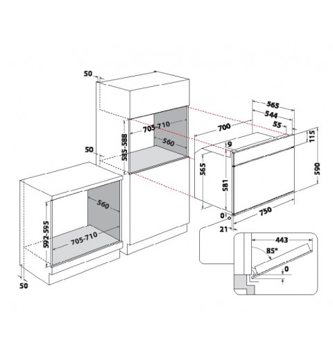 Whirlpool W7 OM75 oven 89 L 2900 W A Black, Stainless steel