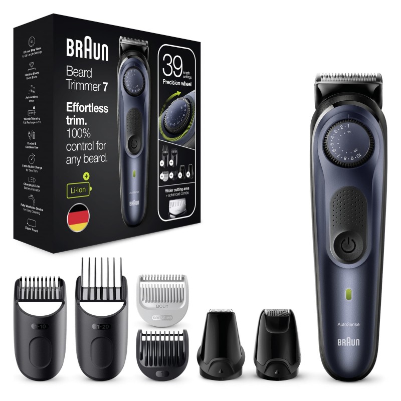 Braun BeardTrimmer 7 Regolabarba 7 BT7330, Regolabarba Uomo, Tagliacapelli, Per Viso, Capelli