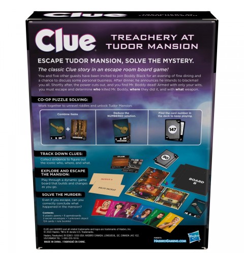 F5699 gioco da tavolo Clue Treachery at Tudor Mansion Detective