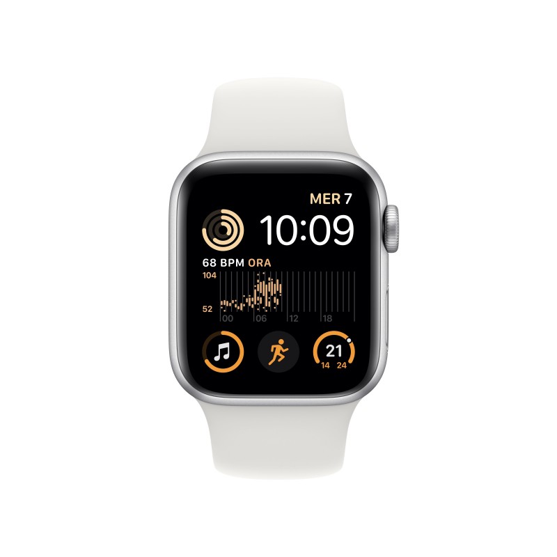 Apple Watch SE GPS 40mm Cassa in Alluminio color Argento con Cinturino Sport Band Bianco - Regular