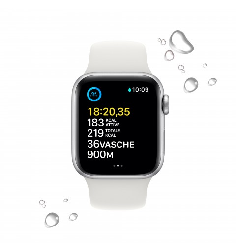 Apple Watch SE GPS 40mm Cassa in Alluminio color Argento con Cinturino Sport Band Bianco - Regular