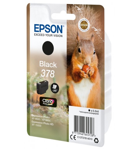 Epson Squirrel Singlepack Black 378 Claria Photo HD Ink