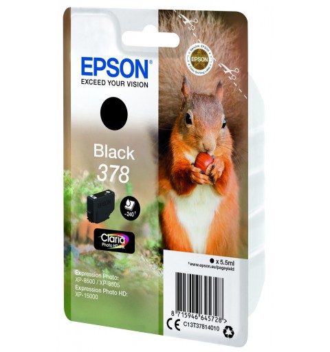 Epson Squirrel Singlepack Black 378 Claria Photo HD Ink