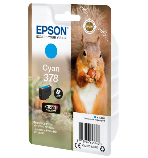 Epson Squirrel Singlepack Cyan 378 Claria Photo HD Ink