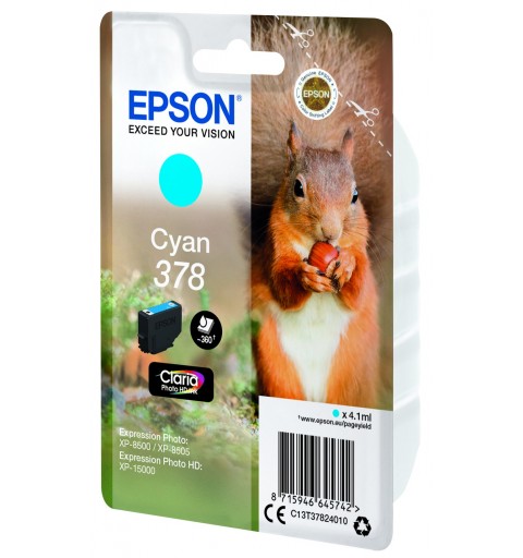 Epson Squirrel Singlepack Cyan 378 Claria Photo HD Ink