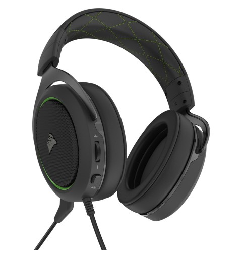 Corsair HS50 PRO STEREO Auricolare Cablato A Padiglione Giocare Nero, Verde