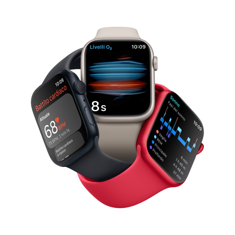 Apple Watch Series 8 GPS 45mm Cassa in Alluminio color Argento con Cinturino Sport Band Bianco - Regular