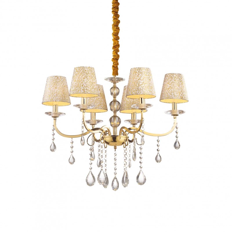 Ideal Lux PANTHEON SP6 ORO Mod. 88068 Lampada A Sospensione 6 Luci