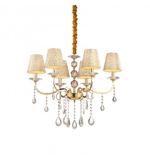 Ideal Lux PANTHEON SP6 ORO Mod. 88068 Lampada A Sospensione 6 Luci