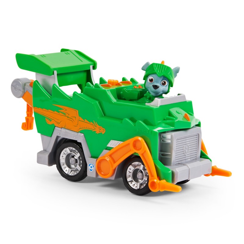 PAW Patrol Rescue Knights Rocky Transforming Toy Car with Collectible Action Figure