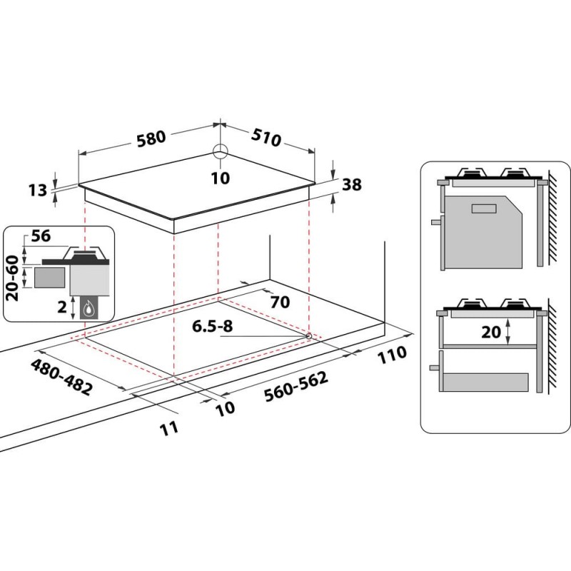 Hotpoint PPH 60G DF IX Acciaio inossidabile Da incasso 59 cm Gas 4 Fornello(i)