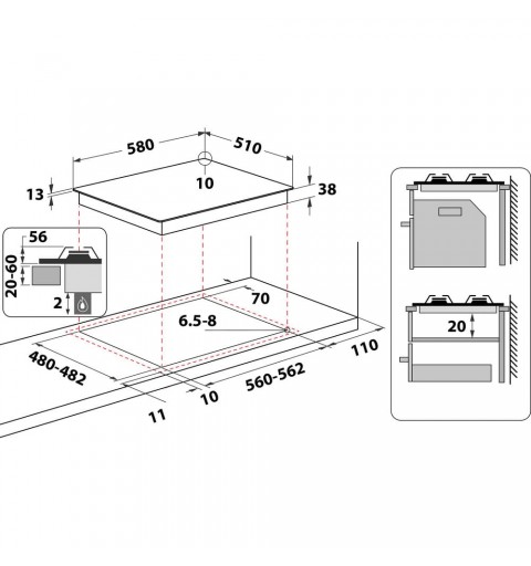 Hotpoint PPH 60G DF IX Acciaio inossidabile Da incasso 59 cm Gas 4 Fornello(i)