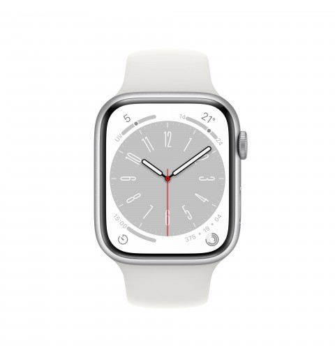 Apple Watch Series 8 GPS 41mm Cassa in Alluminio color Argento con Cinturino Sport Band Bianco - Regular