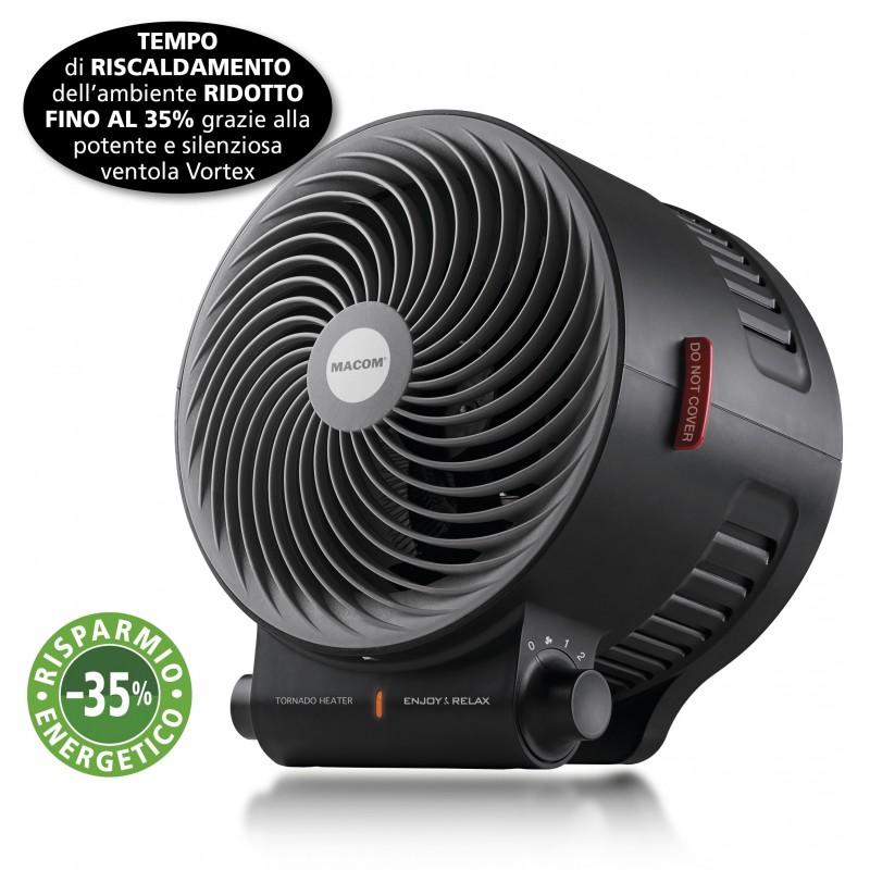 Macom Enjoy & Relax Tornado Intérieure Noir 2000 W Chauffage de ventilateur électrique