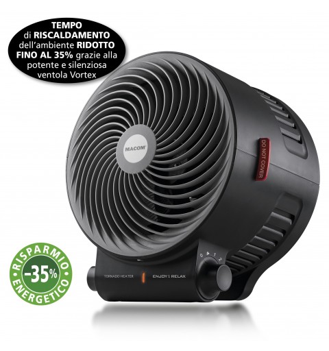 Macom Enjoy & Relax Tornado Intérieure Noir 2000 W Chauffage de ventilateur électrique