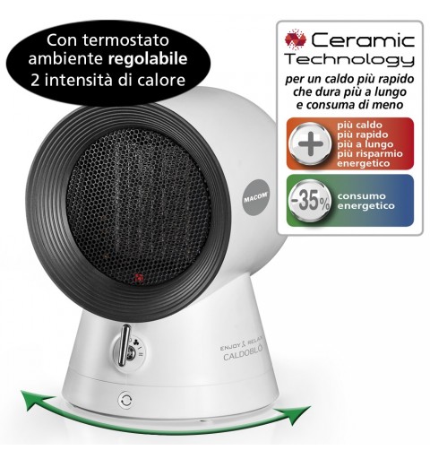 Macom Caldoblò Intérieure Noir, Blanc 1500 W Chauffage de ventilateur électrique