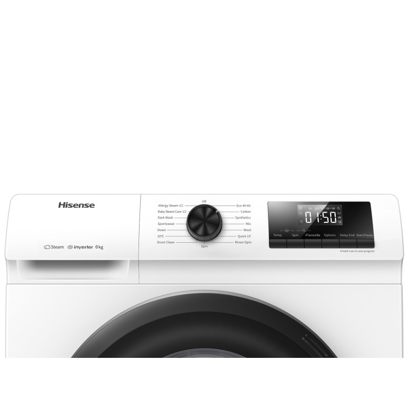 Hisense WFQP6012EVM machine à laver Charge avant 6 kg 1200 tr min C Blanc