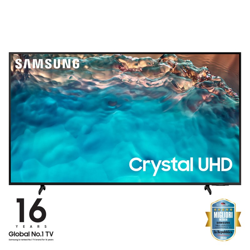 Samsung Series 8 TV Crystal UHD 4K 43” UE43BU8070 Smart TV Wi-Fi Black 2022, Processore Crystal 4K, HDR, Colori reali, Suono