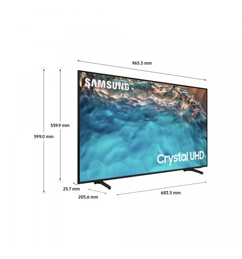 Samsung Series 8 TV Crystal UHD 4K 43” UE43BU8070 Smart TV Wi-Fi Black 2022, Processore Crystal 4K, HDR, Colori reali, Suono