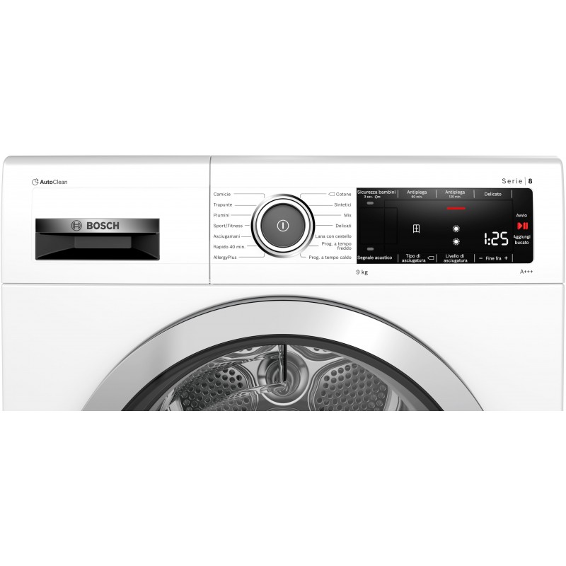 Bosch Serie 8 WTX87MW9IT Wäschetrockner Freistehend Frontlader 9 kg A+++ Weiß