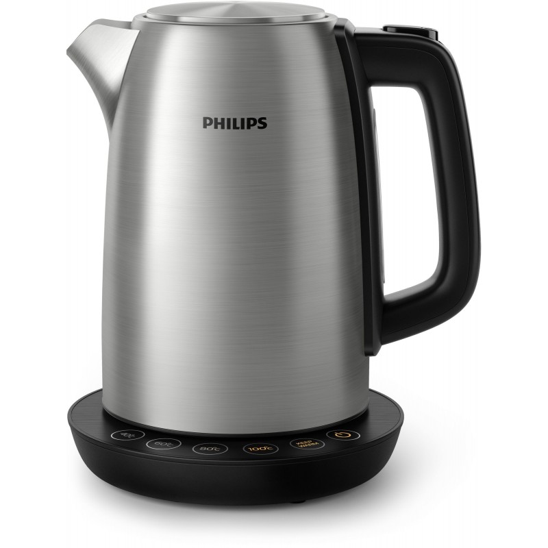 Philips Avance Collection Bouilloire avec thermostat, métal, 1,7 l, couvercle à ressort