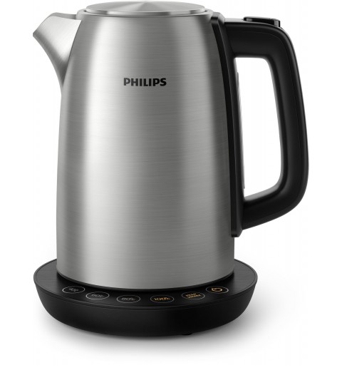 Philips Avance Collection Bouilloire avec thermostat, métal, 1,7 l, couvercle à ressort