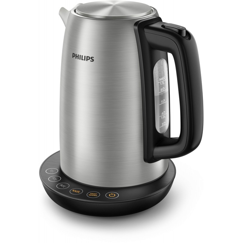 Philips Avance Collection Bollitore con controllo temp., metallo, 1,7 L, coperchio a molla