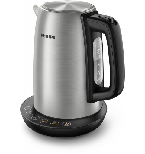 Philips Avance Collection Bollitore con controllo temp., metallo, 1,7 L, coperchio a molla