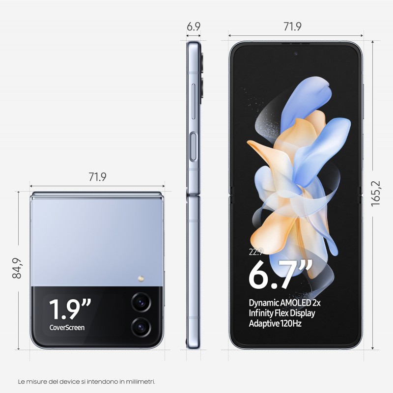 Samsung Galaxy Z Flip4 SM-F721B 17 cm (6.7") Double SIM Android 12 5G USB Type-C 8 Go 256 Go 3700 mAh Bleu