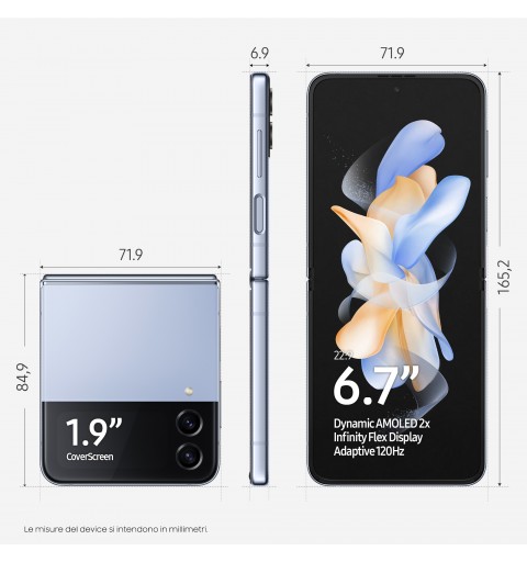 Samsung Galaxy Z Flip4 SM-F721B 17 cm (6.7") Double SIM Android 12 5G USB Type-C 8 Go 256 Go 3700 mAh Bleu
